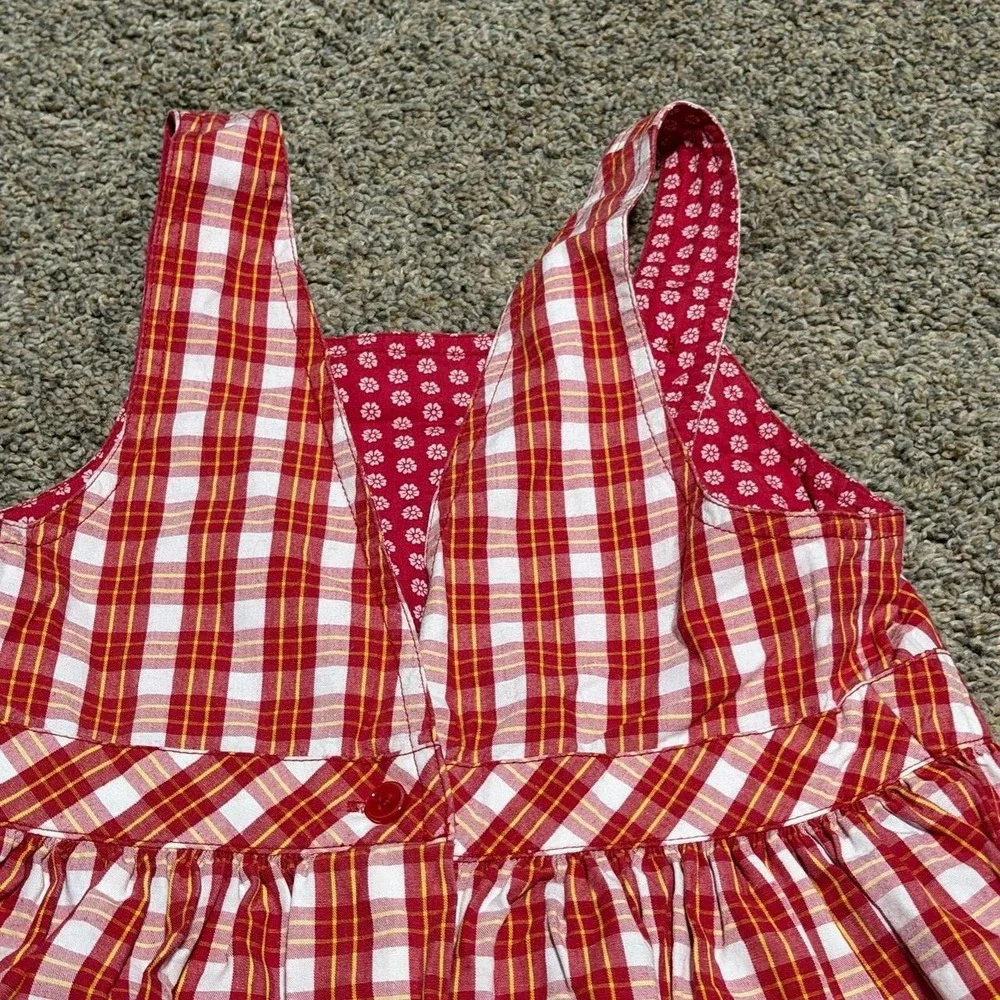 Vintage Gymboree Girls Large 4-5 Red Plaid Apple Jumper Dress Cottagecore